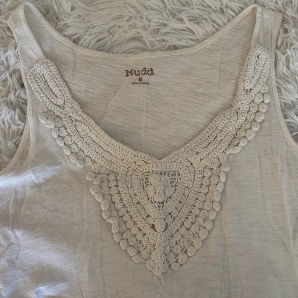 Mudd Crop Tank with Intricate Crochet